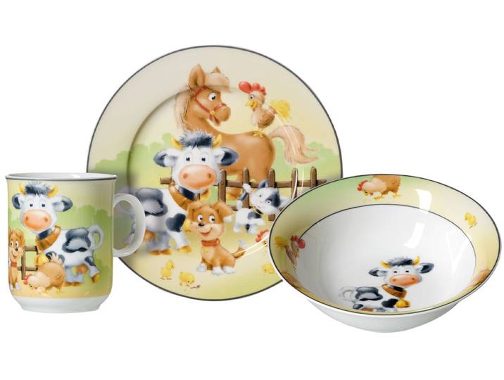Kindergeschirr-Set RITZENHOFF & BREKER Hoftiere , bunt, 3 Stk., Porzellan, Geschirr-Sets, Kindergeschirr-Set, im Geschenkkarton