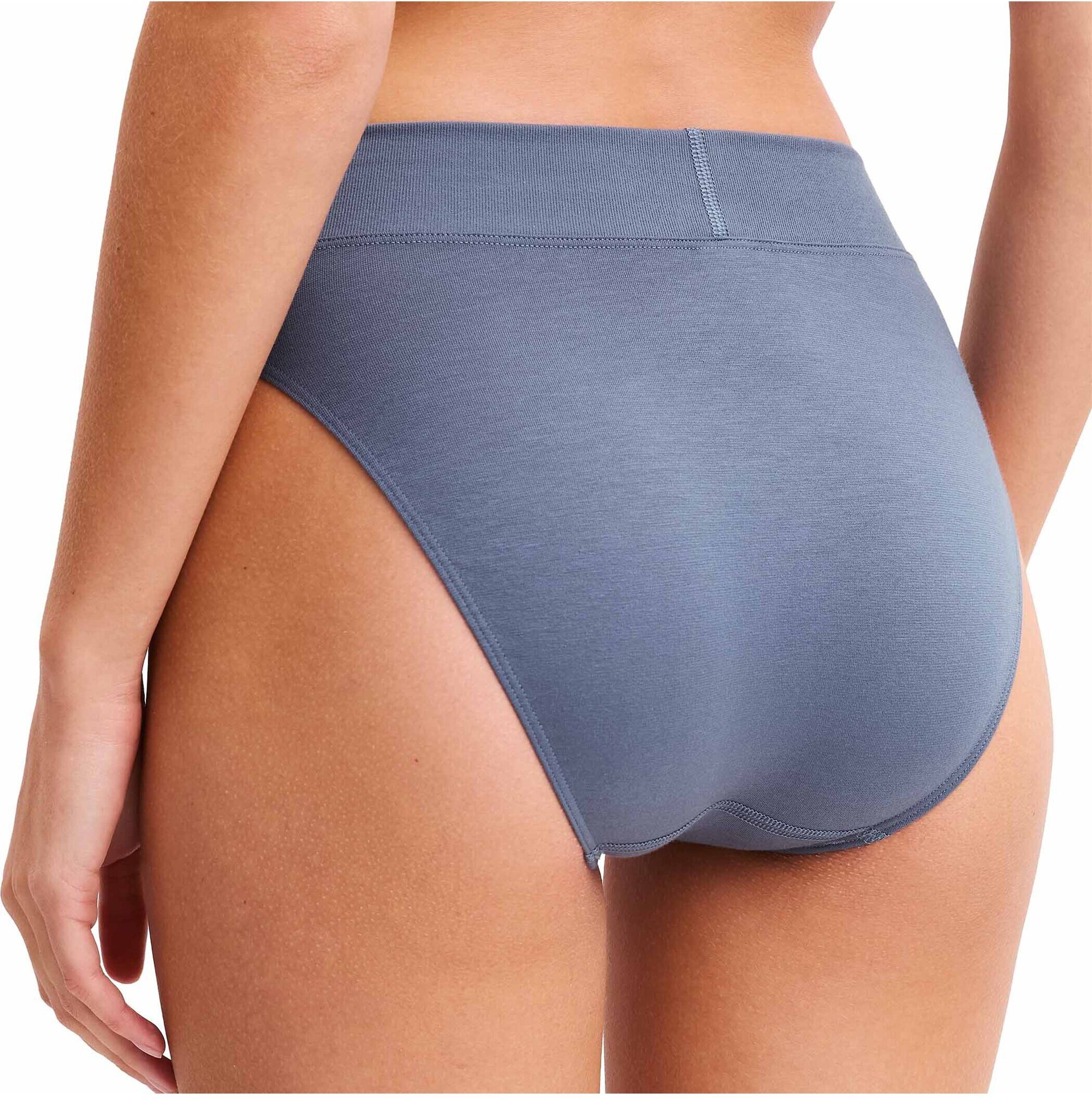 Slip CALIDA "Slip Elastic High Waist 1er Pack", Damen, Gr. 44-46, grau (blaugrau), Obermaterial: 94% Baumwolle CO. 6% Elasthan EL., Unterhosen Slip
