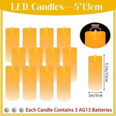 Uplifted Finds 10 To 60 Pcs LED Flameless Candles Flickering Decorative Tea Lights Set For Weddings Festivals And Party Tables 5.1in 13cm 10 Pcs