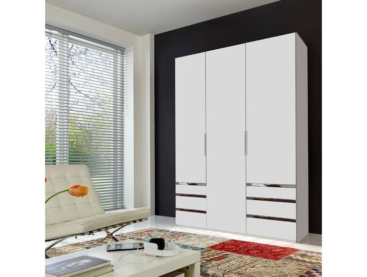 Drehtürenschrank Level 36A 150 x 236cm Weiß/Alpinweiß ohne Spiegeltür/-en