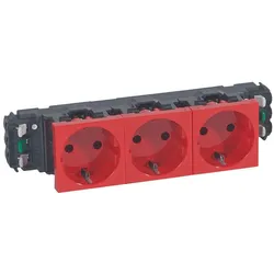 Legrand 077413 Schutzko-Steckdosen, 3-fach (6 Module), Farbe: rot (RAL 3020)