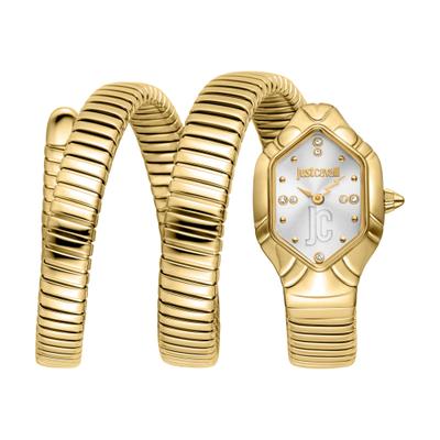 Quarzuhr JUST CAVALLI TIME "Signature Snake", goldfarben, Armbanduhren, Damen, Quarzuhr, Armbanduhr, Edelstahlarmband, analog, Kristallsteine