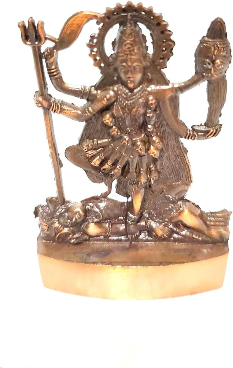 Maa Kali Beeldje in antieke stijl, bruin, 3x4 inch
