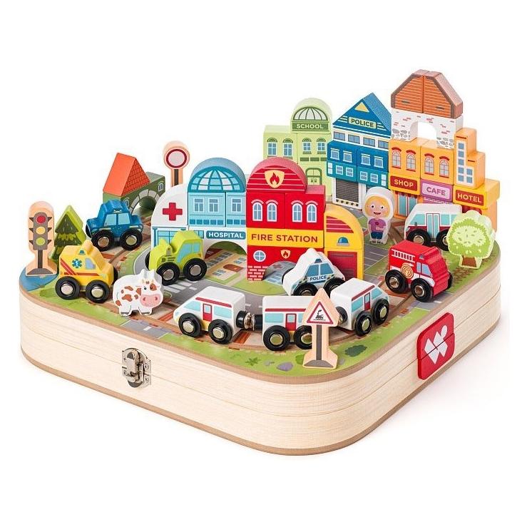 Woody Woodyland WOODYLAND Drewniana walizka miasto i kolej. 92143 21430 (92143)