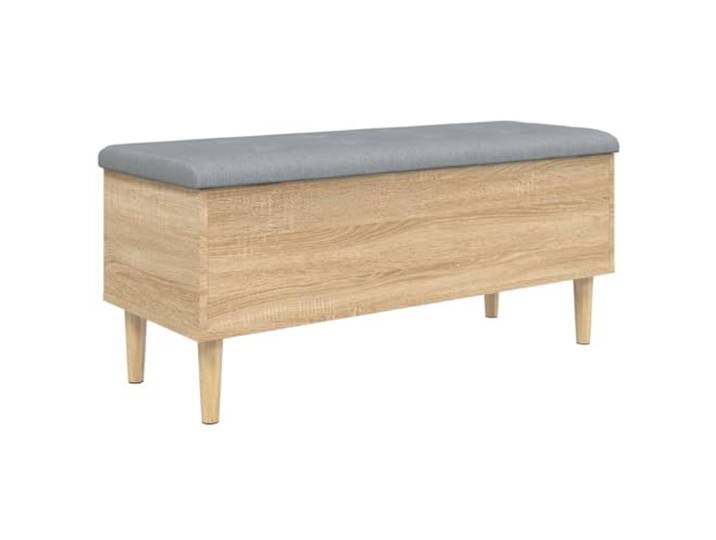 LQMDNFMD Sitzbank mit Stauraum Sonoma-Eiche 102x42x46 cm Gepolsterte Truhenbank mit Klappdeckel fuer Schlafzimmer und Flur, bequeme Truhe mit weicher Schaumstoffauflage.