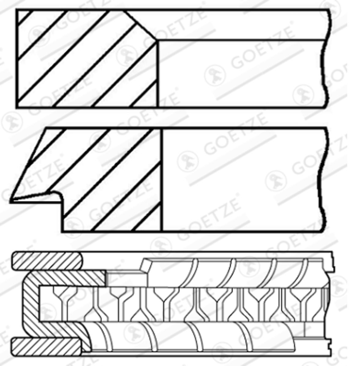 Jeu de segments de piston GOETZE ENGINE 08-307100-00