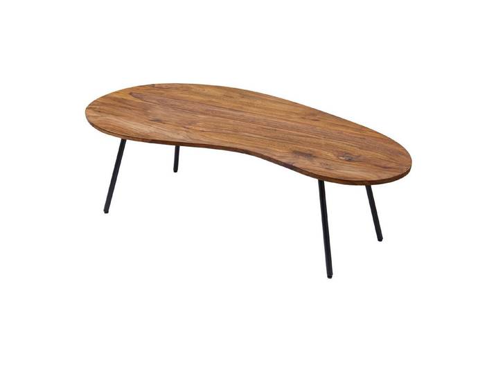 tinkaro Couchtisch DATIA Massivholz, Walnuss finish Holztisch Nierentisch moderner (1-St)