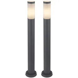 2x Außen Steh Leuchten Garten Haus Weg Edelstahl Stand Sockel Lampe ANTHRAZIT