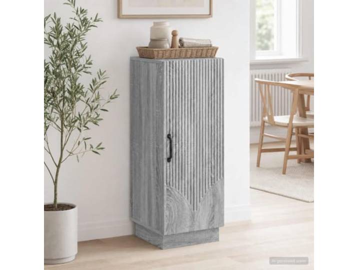 RJPLMFV Anrichte Sonoma, grau, 33 x 34,5 x 87 cm, Holz, Technik Fächer, Schubladen, Regale, geräumige Aufbewahrung, Esszimmer, Wohnzimmer