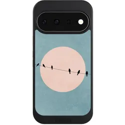 Nivocase Hülle für Google Pixel 11 Handyhülle NIVOcore Case Schwarz Mond Vogel türkis (Google Pixel 11), Smartphone Hülle, Schwarz, Türkis
