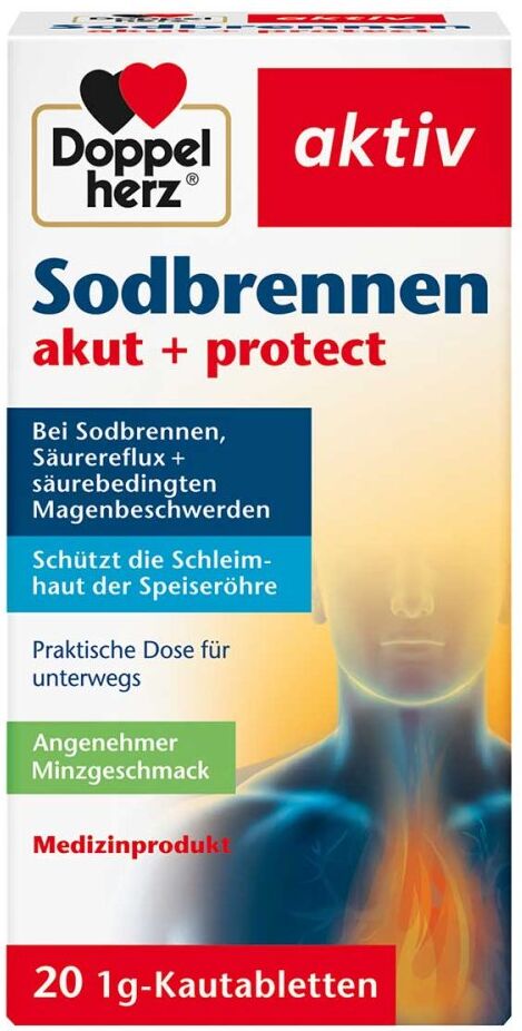 Doppelherz Sodbrennen Akut+protect Kautabletten 20stk