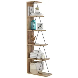 Dmora Bücherregal Dpallanc, Büroregal, Mobiler Buchhalter, Bücherbrett, 50x22h150 cm, Eiche und Schwarz