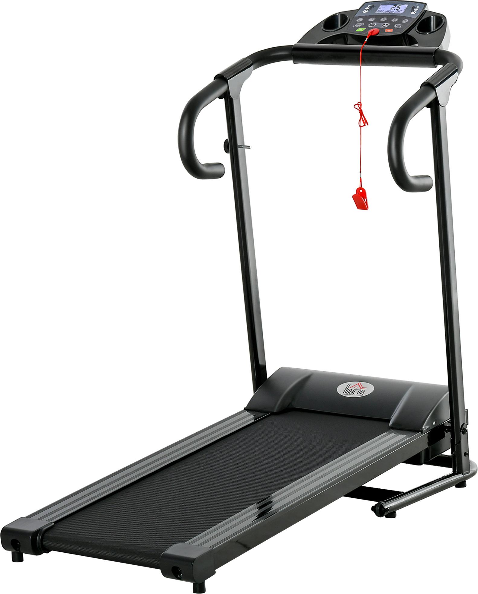 Elektrisches Laufband, faltbar, mit LCD-Display, Geschwindigkeit 0,8-10km/h und 3 Programme, Leistung 500 W, 123 x 62 x 117 cm, Schwarz