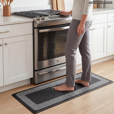 Chef Gear Hettie Herringbone Border Wellness Kitchen Mats