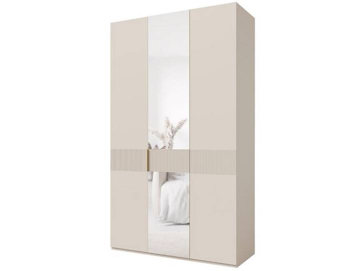 Compleo Drehtürenschrank mit 3 Türen, Modern Kleiderschrank mit Spiegel mit 3 Schubladen