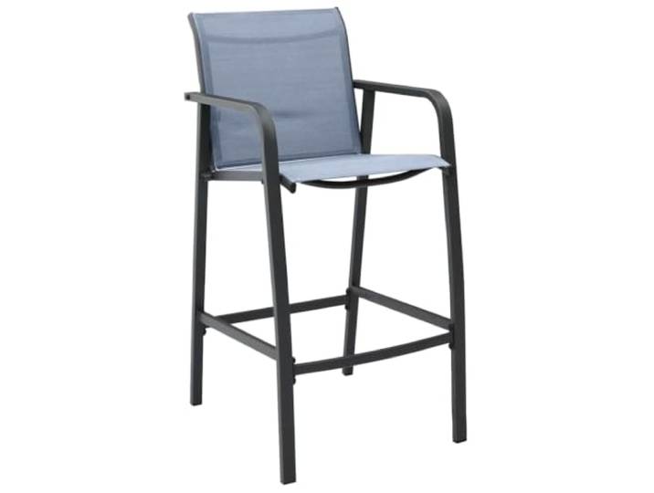 ZQQLVOO 4er Set Barstühle Grau Textilene Stahlgestell Wetterbeständig, Balkon Terrasse Garten, 110 kg Belastbar, Einfach Montieren