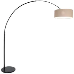 Stehleuchte Standlampe Wohnzimmerleuchte Bogenleuchte Schwarz Leinen 200 cm