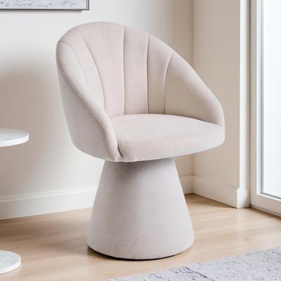 ZWYO HOSIMU "22.4"" Chenille Swivel Accent Armchair with Curved Back, Foam Cushion & High Base for Living Room"