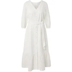 Tchibo - Blusenkleid mit Lochstickerei - Damen - Gr. 48 - weiß