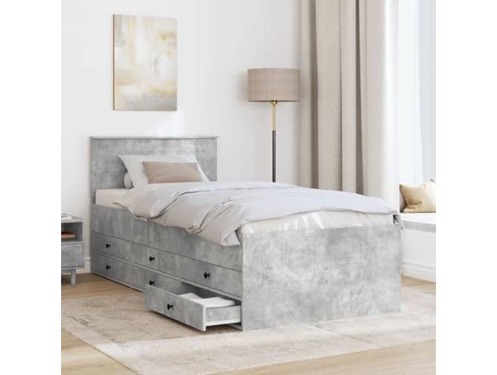 KTHLBRH Daybed Grau Beton und Schwarz 100 x 200 cm Mit Aufbewahrung, Holz, mehrschichtig, für Wohnzimmer und Gästezimmer