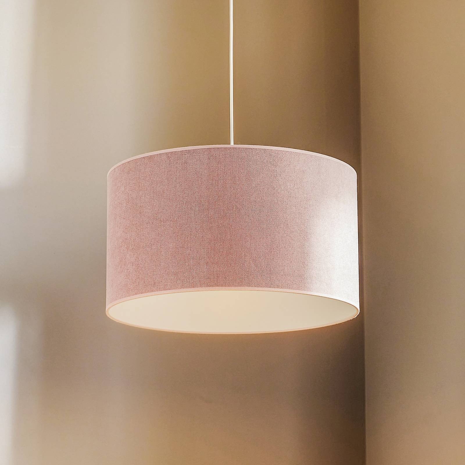 Duolla Hanglamp Pastell Roller, dimbaar, paars/roze/rose, cilinder, textiel/zijde voor woon- of eetkamer