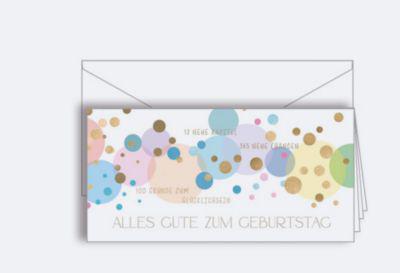 Korsch Glückwunschkarte Bunte Kreise, Format DIN lang, gedrucktes Motiv, inkl. Kuverts, Glattkarton, farbig, 10 Stück