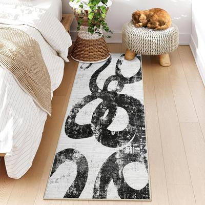 Garvee Modern Washable Swirl Area Rug