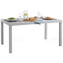 Dmora Tisch im Freien Giove, rechteckiger Gartentisch, Mehrzweck-Gartentisch in Rattan-Optik, 100 % Made in Italy, 150x90h74 cm, Weiß