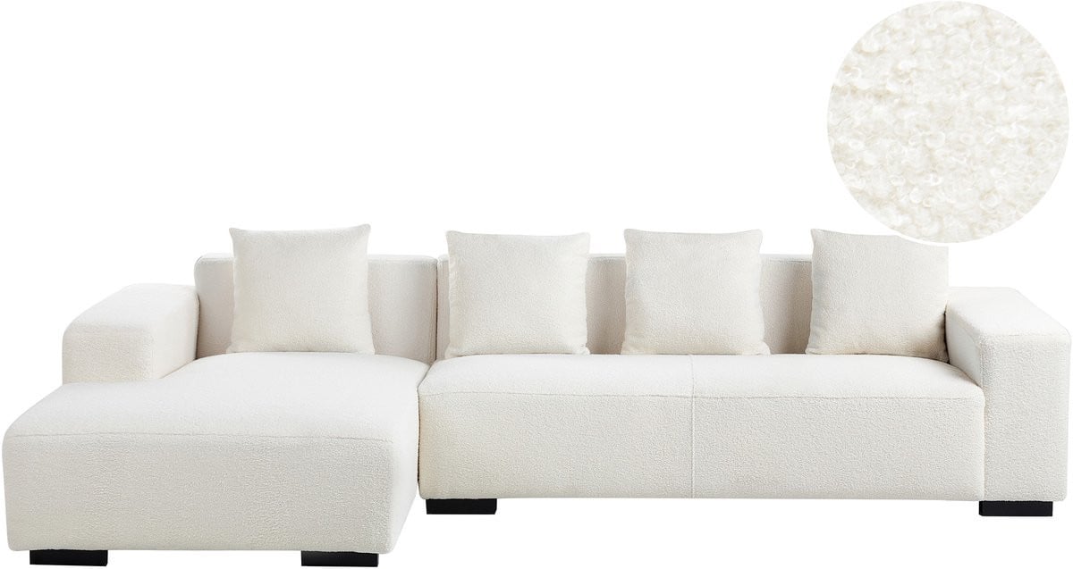 Beliani Lungo Hoekbank - Wit - Bouclé - 285 cm