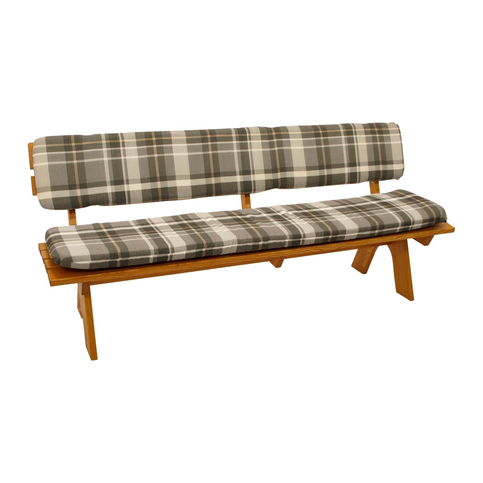 Auflagenset SEATTLE für Bank 4-sitzer 195cm, grau/beige kariert, 2-teilig