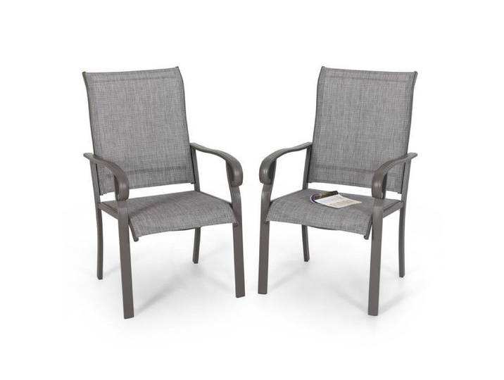 Avestar Lot de Chaises de Patio 2 Pièces pour L'extérieur Tissu Textilène Cadre en Fer Pulvérisé