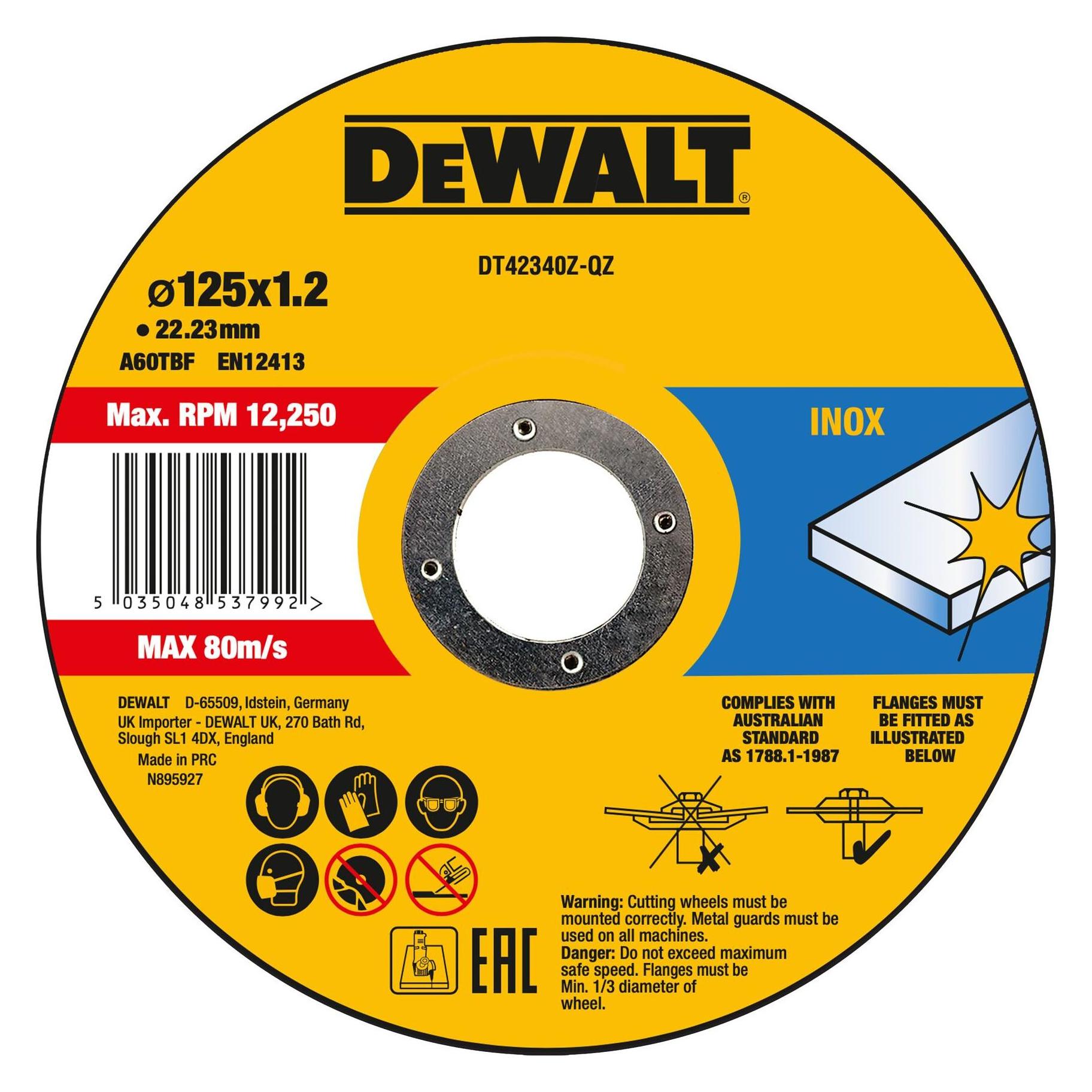 DeWalt Dewa Trennscheibe DT42340ZQZ Edelstahl flach 125x1.2mm (DT42340Z-QZ)