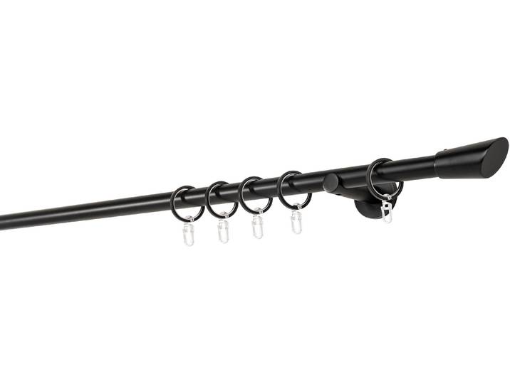 Gardinenstange MYDECO 20mm Rag Wandträger 6,5 cm , schwarz, L:170cm, Gardinenstangen, Gardinenstange