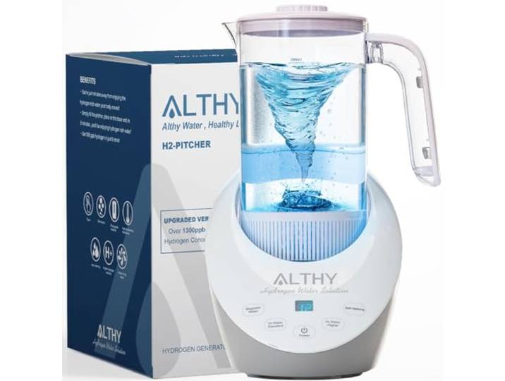 ALTHY Wasserstoff-Wassergenerator-Wassermaschine SPE&PEM Zweikammer-Elektrolysetechnologie 1,6 Liter großes Fassungsvermögen Krug, ausgeglichener pH-Wert und mit Calciumsulfit gefiltert, BPA-freier