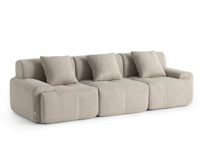 MILYsofa Modulares 3-Sitzer-Sofa, Chenille-Bezug Sandbeige, Abnehmbare Kissenbezüge (Sandbeige, 3-Sitzer)