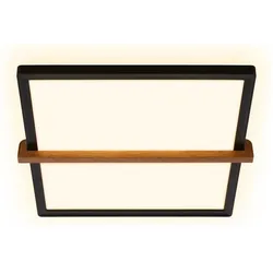 Briloner, Deckenleuchte, LED Deckenleuchte, Schwarz/Holz, IP20, LED/18W, inkl. Backlighteffekt (2400 lm)