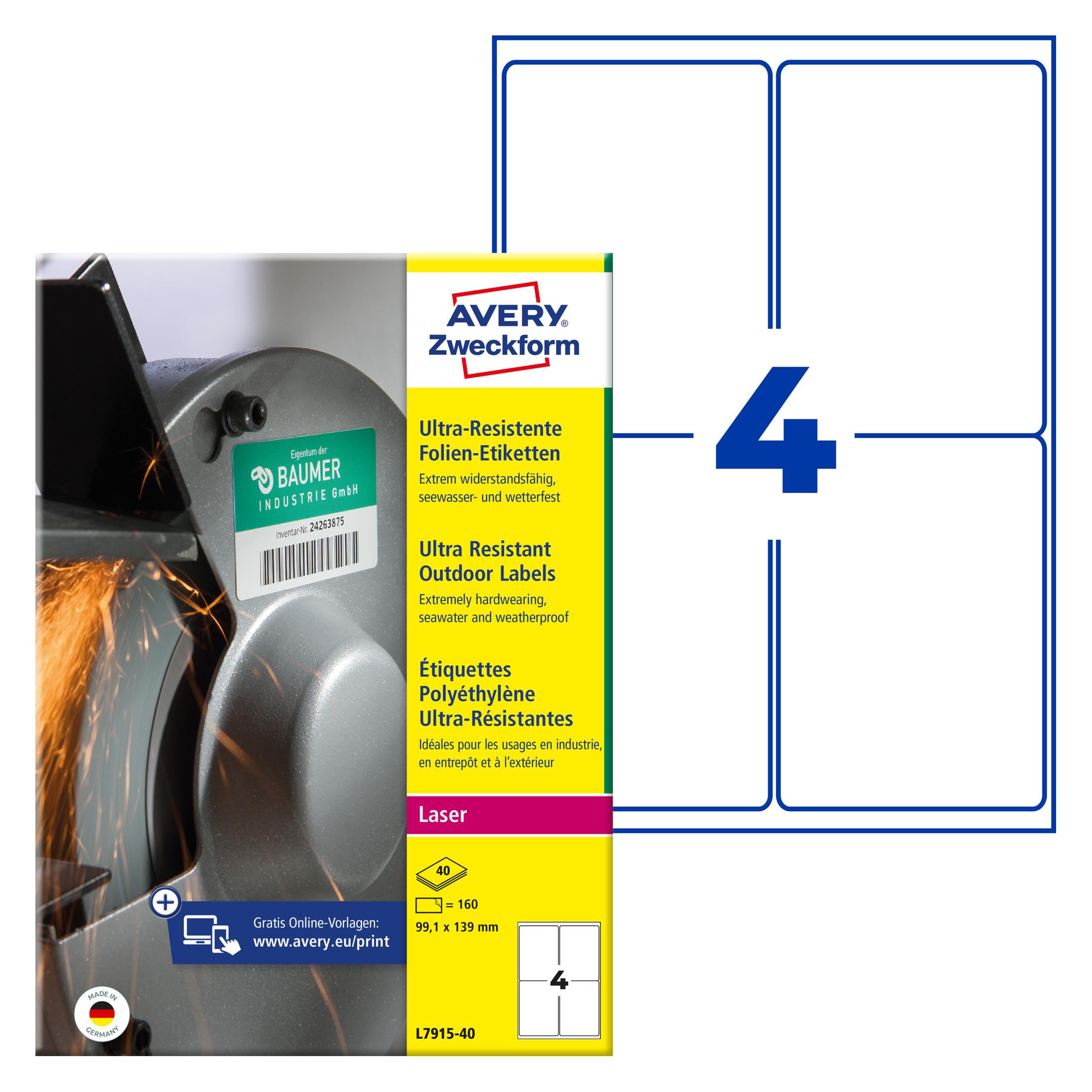 Avery Ultra-Resistente Folien-Etiketten (l7915-40)