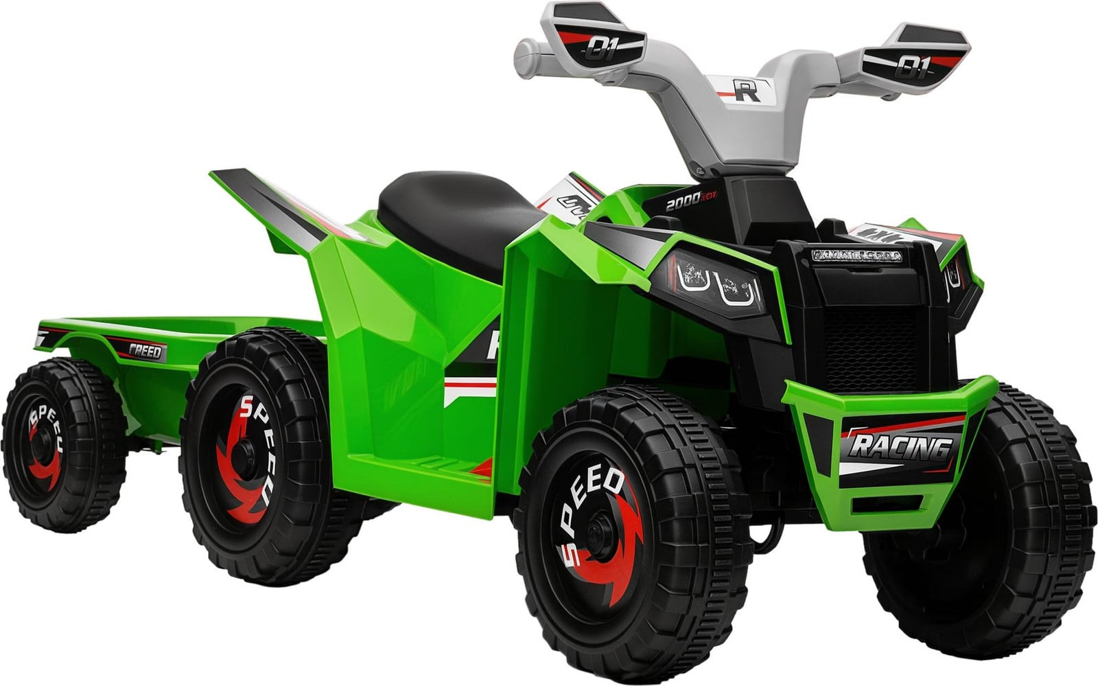 HOMCOM Elektrisch kinderquad 6V met aanhanger, groen