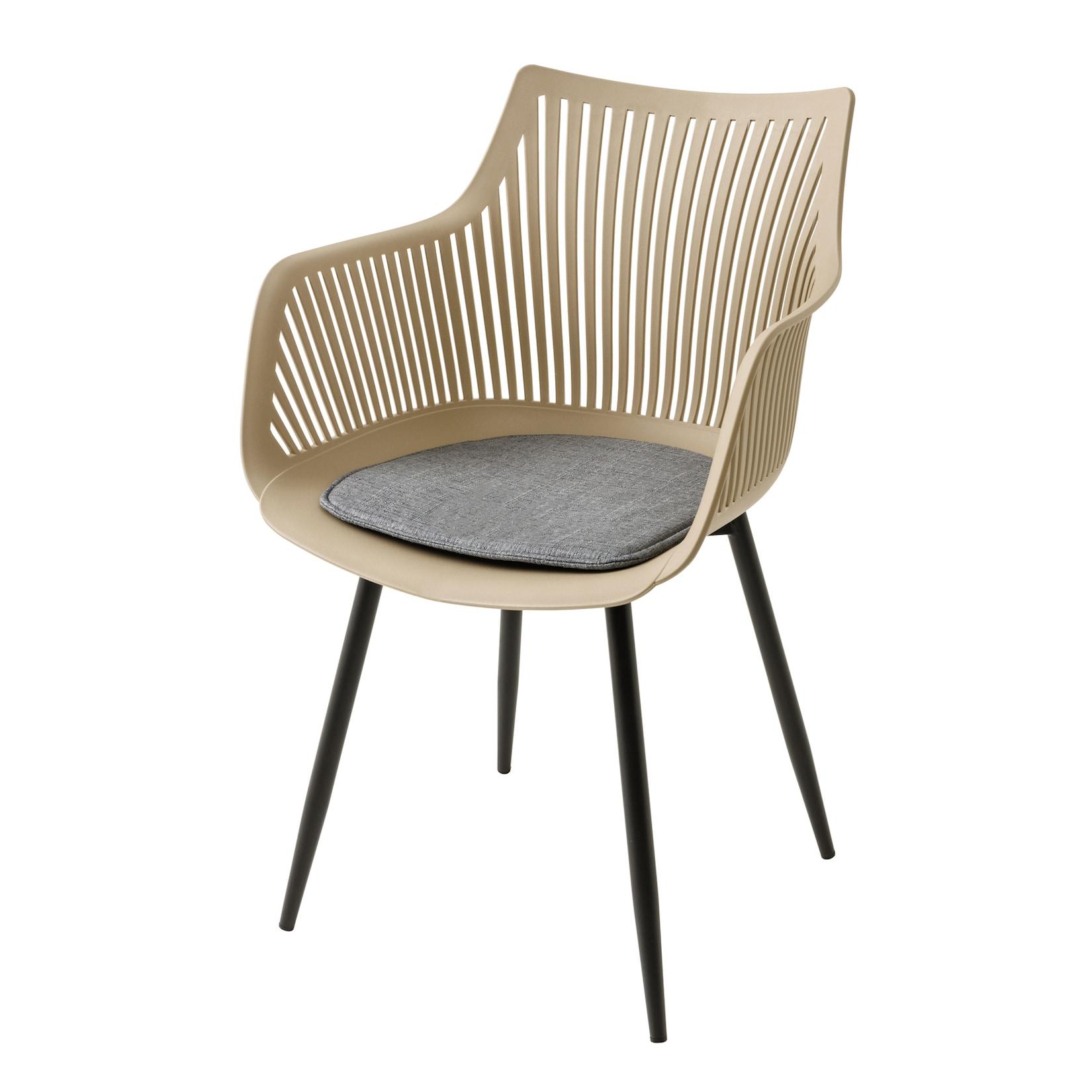 riess-ambiente Stuhl SIGNUM - modern greige schwarz Kunststoff Küchenstuhl Indoor Outdoor mit Armlehnen