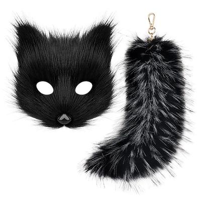 Maske und Schwanz-Set Cosplay für Frauen 10 langer Schwanz Karnevalskostüm