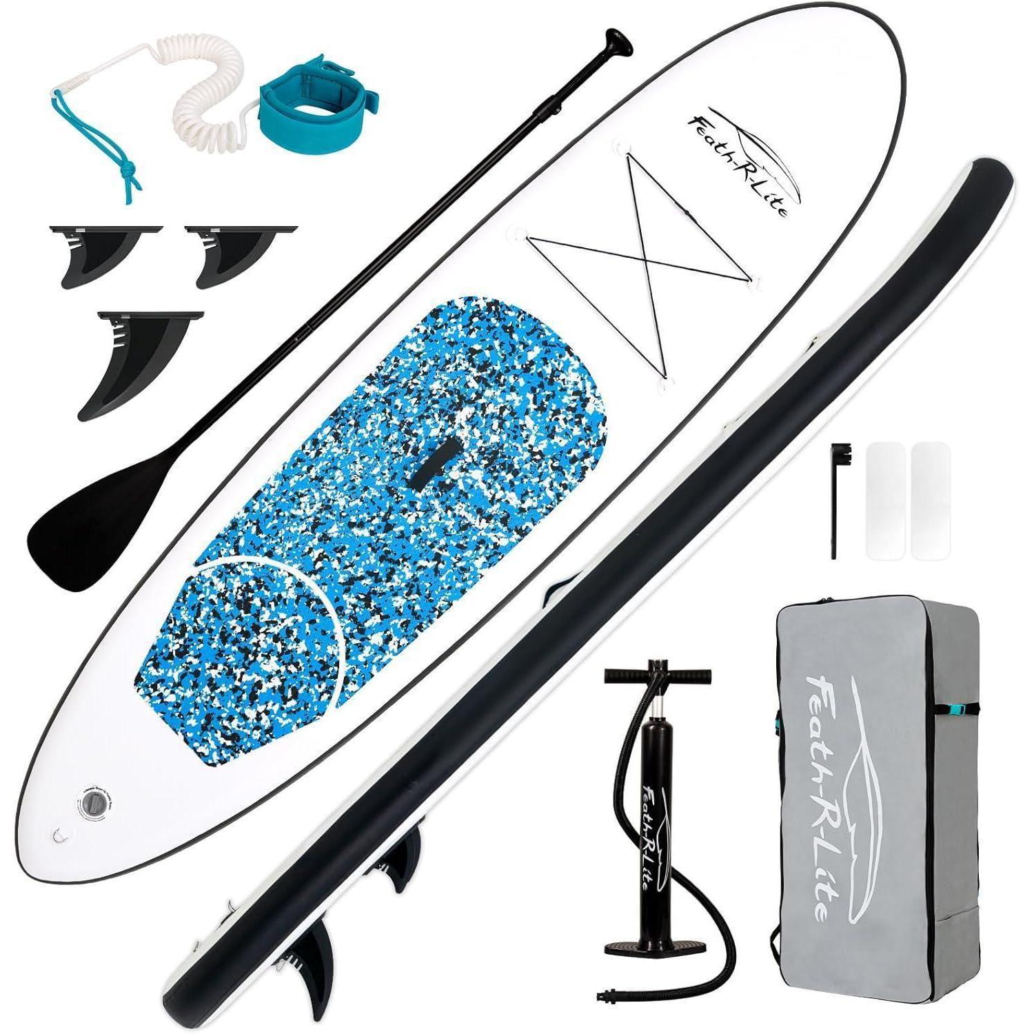 Aufblasbares Stand Up Paddle Board 10' Marmorstruktur Blau für 2 Personen