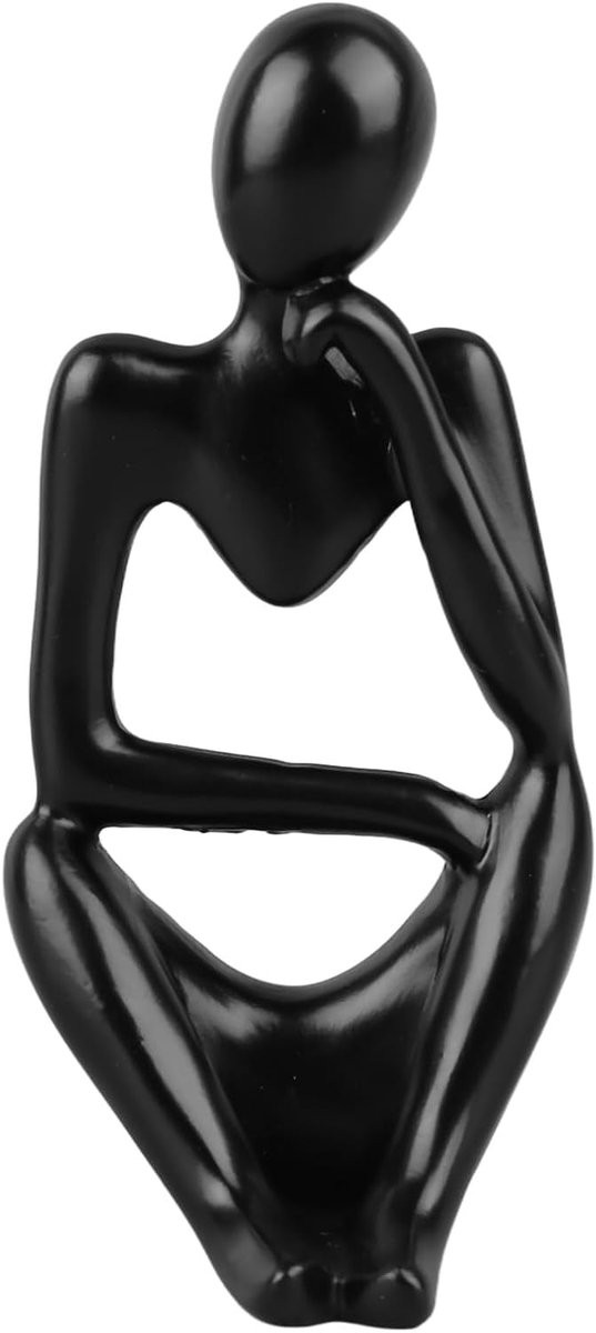 Hars Denker Standbeeld - Abstracte Figuur voor Kantoor Decoratie - Zwart