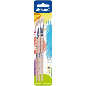Pelikan Pinsel 700375, Sorte 613F, Borstenpinsel, Größe 8, 10 & 12, 3 Stück