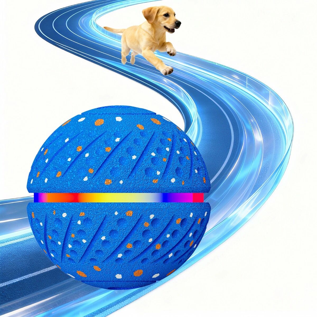 INF Balle électrique intelligente pour chien, jouet interactif activé par mouvement avec veille automatique, charge Type-C et Bleu