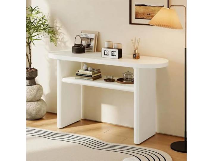 LEUBDIBR Moderne Massivkiefer Konsole Tisch für Eingang, Flur und Vorraum Massivkieferholz, natürliche Maserung, moderne Eingangsdekoration, stabiler Unterbau(White,80cm/31.5in)