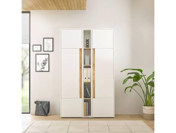 Lomadox Opbergruimteset wit met eiken 3-delig modern, 2 opbergkasten, 1 plank