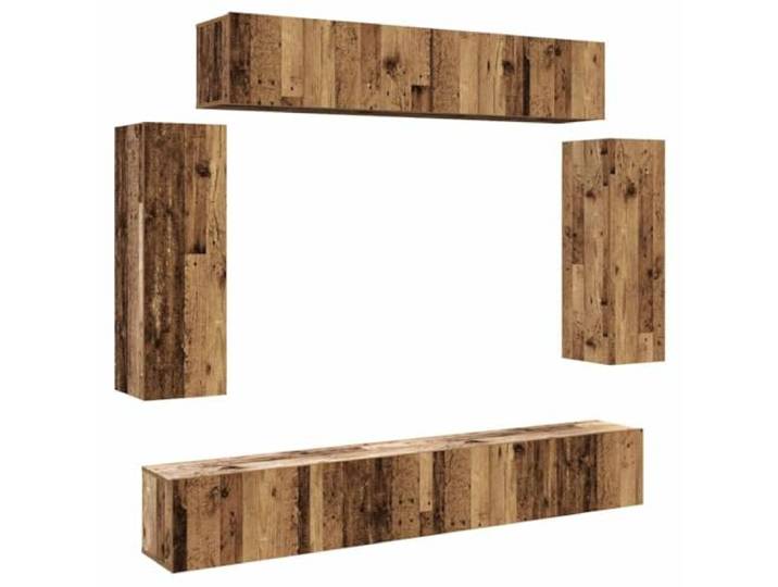 LMTYOENFG 6-TLG. TV-Schrank-Set Wandmontage Altholz Holzwerkstoff Flexibles Lowboard Hängeschrank Combo für Schlafzimmer und Wohnraum, pflegeleichte Oberfläche mit viel Stauraum.