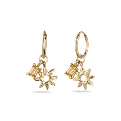 Paar Creolen ELLI "Ohrringe Creole mit Citrin Sonne Gelb 925 Sterling Silber" Gr. 23, gold, Ohrringe, Damen, 23, Silber 925 (Sterlingsilber)