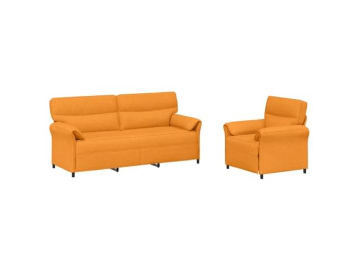 Todiikf Sofagarnitur 2-Teilig Dunkelgelb Couch Set mit Metallgestell Gemütliches Couch Set fürs Wohnzimmer: Robustes Metallgestell, weiche Schaumstoffpolsterung und Stoffbezug.
