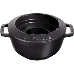 Staub Fondue Set schwarz m. 2 Griffen, rund. 20 cm, Fondue Set, Schwarz